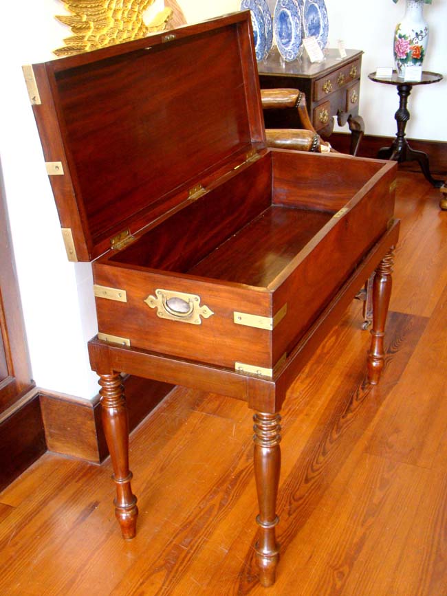A fabulous 19th century mahogany British Campaign Chest on stand circa 1840 — image 4
